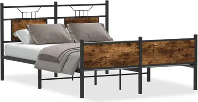 Produktbild von vidaXL Bettgestell ohne Matratze Räuchereiche 140x200 cm Holzwerkstoff