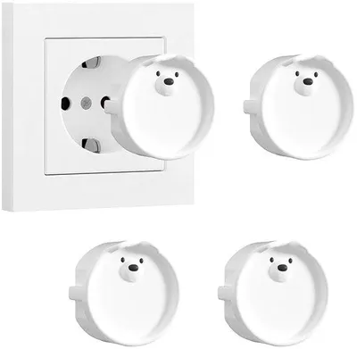 Image de Cache pour prise électrique avec 4 connecteurs F - en silicone et avec protection anti-poussière