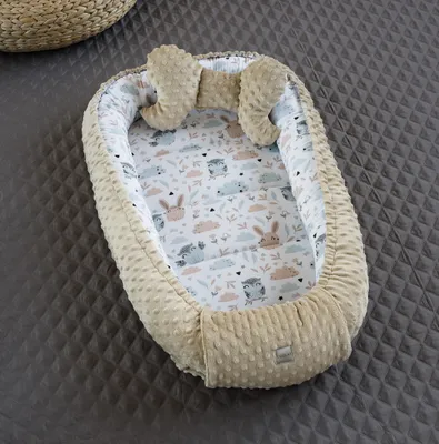 Produktbild von HASE Beige Weiß/ MINKY Fleece Babynestchen Unterlage 2 Tlg SET Babynest Wicleklunterlage Reisebett Babydecke Babyausstattung 4 Jarhreszeiten PREMIUM