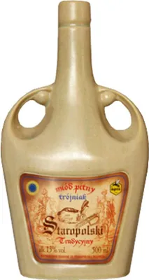 Produktbild von Staropolski GTS Trojniak Honig (Drittel) im Steinzeuggefäß 0,5L | Met Honigwein Metwein Honigmet | 500 ml | 14% Alkohol | Apis | Geschenkidee | 18+