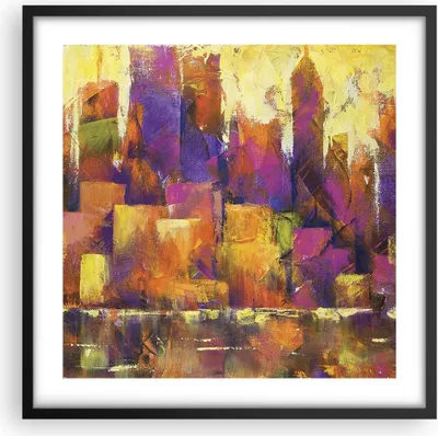 Produktbild von Gerahmtes Poster - Schwarzer Rahmen - Abstraktion Stadt Wolkenkratzer - 50x50 cm - Wand Bild - Wanddeko - Wandbilder - Wandposter - Bilderrahmen - Bilder - Kunstdruck - Wandbild - P2BAC50x50-4294