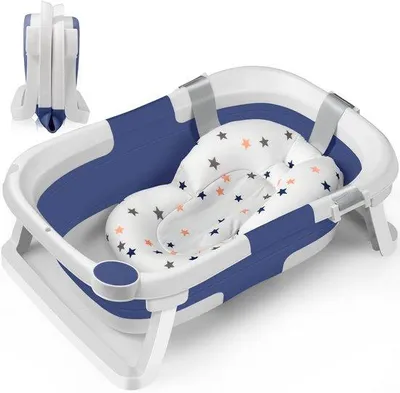 Productafbeelding van Ibenzoa® Opvouwbaar, ruimtebesparend babybad – BPA-vrij, antislipbodem en comfortabel badkussen, geschikt voor pasgeborenen van 0-12 maanden