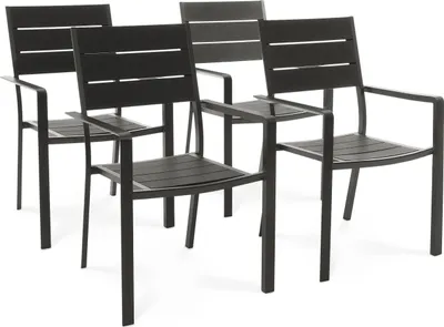 Produktbild von di volio 4er Set Gartenstühle Teri - schwarz, aus Aluminium und Kunstholz, modernes Design, robust & wetterfest