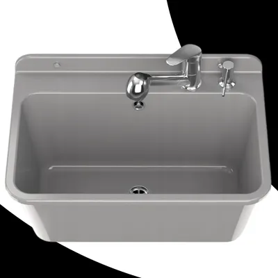 Produktbild von Granitan | Waschbecken - Spülbecken 61x41x30 cm - Spüle Grau - Mischbatterie HAND - mit Siphon - Mit Spender - LARGE