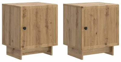 Productafbeelding van Nachtkastje 2 st Artisanaal eiken 43 x 34,5 x 50 cm