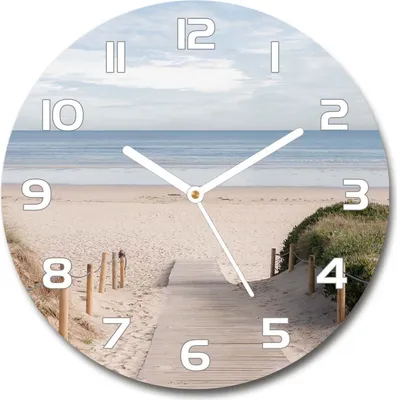 Produktbild von Wanduhr aus Glas 30fi Glasbild Glasuhr Gehärtetes Glas - weisse-zeiger - Path to the beach