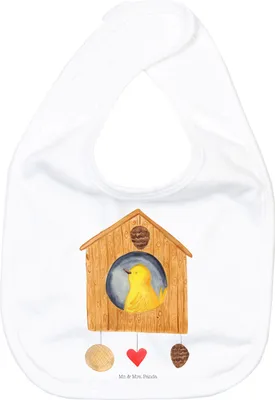 Produktbild von Mr. & Mrs. Panda Lätzchen Vogelhaus Home - Weiß - Geschenk, Sweet, Lustige Sprüche, Schlabberlatz, Für Babys, Sabberlätzchen, Haus, Vogel, Umzug, Baumwoll