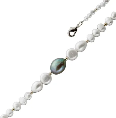 Produktbild von Perlenkette 47cm Süßwasserperlen 4.5-11mm Silber 925 47