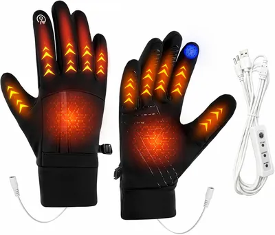 Produktbild von USB-beheizbare Handschuhe für Damen und Herren, wasserdicht, mit 3 Temperaturstufen, Touchscreen-Bedienung, waschbar, ideal für den Winter