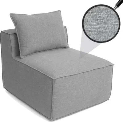 Obrázok produktu pre Kreslo/príslušenstvo k pohovke HWC-O54, kreslo do obývačky, čalúnená stredová časť kresla, látka/textil (300g/m²) 63x75x97cm ~ svetlo sivá