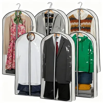 Image de Lot de 6 sacs de rangement transparents pour vêtements