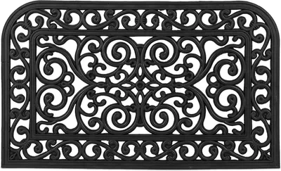 Immagine prodotto di Tappetino in gomma, 45 x 75 cm, ideale per corridoi, ingressi, antiscivolo, rettangolare, decorato, tappetino per interni ed esterni, colore nero