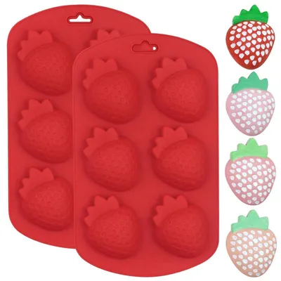 Produktbild von Silikon Erdbeere Backform 2er Set 6 Mulden Rot Antihaftbeschichtet