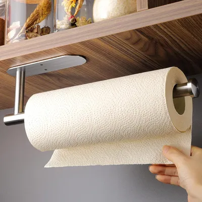 Produktbild von Kš¹chenrollenhalter ohne Bohren - Papierrollenhalter Selbstklebend Praktisch Rollenhalter unter dem Schrank, Edelstahl