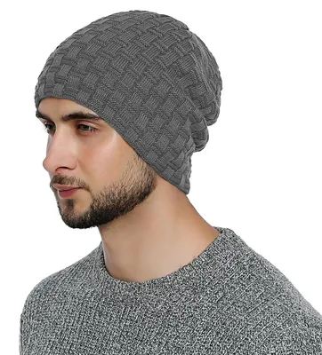 Produktbild von DonDon Herren Wintermütze Beanie mit Teddyfleece - grau