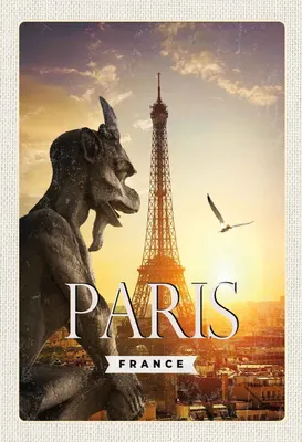 Produktbild von vianmo Holzschild 30x20 cm Paris Frankreich Architektur