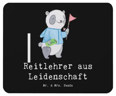 Produktbild von Mr. & Mrs. Panda Mouse Pad Reitlehrer Leidenschaft - Schwarz - Geschenk, Mousepad, pc mauspad, mousematte, laptop