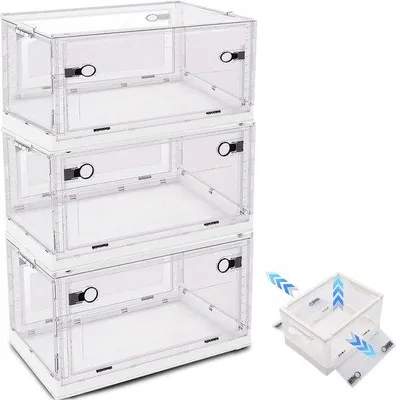 Produktbild von Famanu Aufbewahrungsboxen Set 3 Stück - Faltbar, mit Rollen, 30 Liter, Weiß