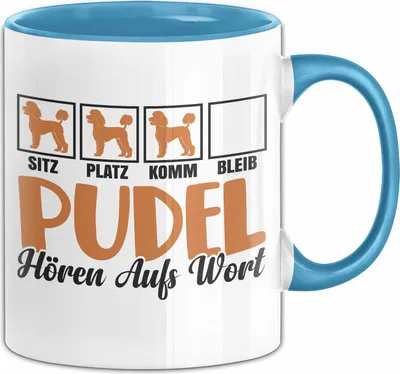Produktbild von Pudel Hören Aufs Wort Tasse Geschenk Pudel Besitzer Mama Becher (Blau)