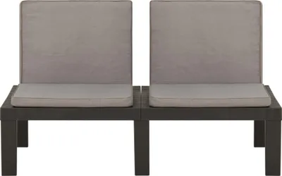 Produktbild von vidaXL Garten-Lounge-Bank mit Auflagen Kunststoff Grau
