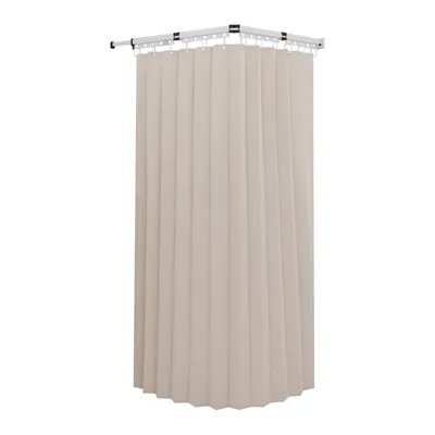 Obrázek produktu pro Sada skládacích sprchových záclon 1,5*1,8 m Nástěnná rohová sprchová zábrana se závěsem (bílá a béžová)