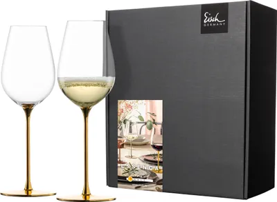 Zdjęcie produktu dla Eisch Vorteilset 2 Stück 2 Champagnergläser 543/7 im Festivity Karton ESSENCA SENSISPLUS GOLD EDITION 15434070 und Geschenk + Spende