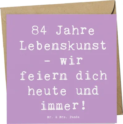 Produktbild von Mr. & Mrs. Panda Grußkarte Spruch 84. Geburtstag Lebenskunst - Lavendeltraum - Geschenk, faltkarte, feiern, Geburtstagsfeier, anlasskarte, doppelkarte, Klappkarte