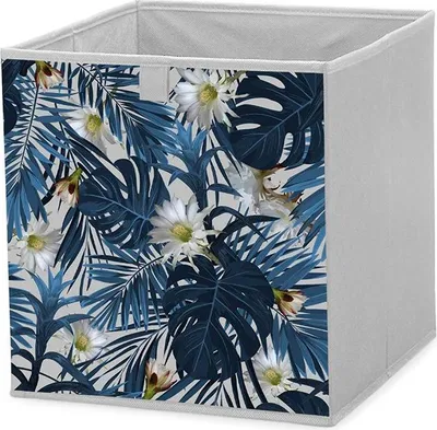 Image de Boîte de rangement textile motif prairie 31x31x31