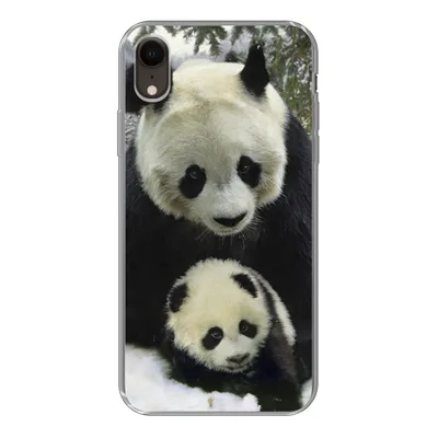 Produktbild von MuchoWow® Handyhülle Schutzhülle Hülle für iPhone XR Panda - Jungtier - Schnee Silikon Softcase Handy Hülle - Schutzdeckel