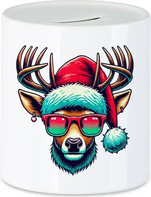 Produktbild von Rentier Weihnachten Spardose Brille Lustig Christmas Xmas