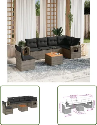 Produktbild von The Living Store 7-tlg. Garten-Sofagarnitur mit Kissen Grau Poly Rattan