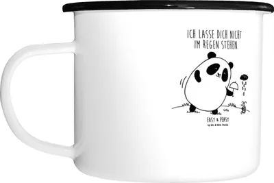 Produktbild von Mr. & Mrs. Panda Pott Panda Zusammenhalt - Weiß - Geschenk, Emaille Tasse, großer becher, Große, Teetasse, Teebecher