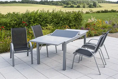 Obrázek produktu pro Merxx 5ks zahradní nábytek Amalfi, černý - 4 křesla, 1 stůl - barva: černá - rozměry: křeslo: 75x57x95 stůl: 140/200x90x75; 4x 26310-317 + 1x 26451-219