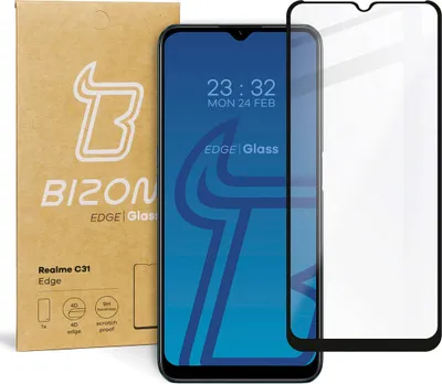 Produktbild von Gehärtetes Glas Bizon Glass Edge für Realme C31, Schwarz