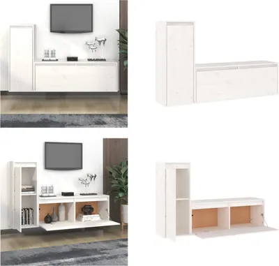 Produktbild von vidaXL TV Schränke 2 Stk. Weiß Massivholz Kiefer - TV-Schrank - TV-Schränke - TV-Schrank Holz - Hängeschrank