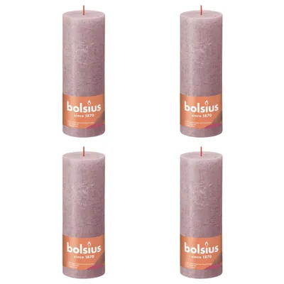 Obrázok produktu pre Bolsius Rustikálne stĺpové sviečky Shine 4 ks 190x68 mm Ash Pink