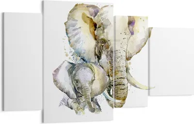 Produktbild von Bild auf Leinwand - Leinwandbild - Elefanten tier safari afrika - 120x70cm - Wand Bild - Wanddeko - Leinwanddruck - Bilder - Kunstdruck - Wanddekoration - Leinwand bilder - Wandkunst - DL120x70-2884