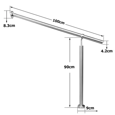 Produktbild von Clanmacy Edelstahl Handlauf Geländer Eingangsgeländer Aufmontage Wandhandlauf pflegeleicht Treppengeländer für Innen/Außen 100cm