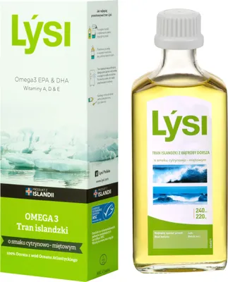 Produktbild von LYSI Isländischer Lebertran Zitronen-Minz-Geschmack OMEGA ACIDS 240 ml