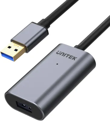 Imagen del producto de UNITEK Y-3005, 10 metros, USB A a USB A, USB 3.2 Gen 1 (3.1 Gen 1), 5 Gbit/s, color gris