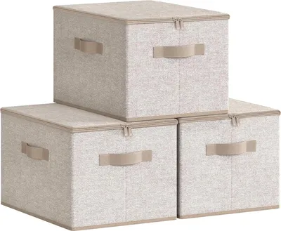 Produktbild von Aufbewahrungsboxen Set - Stoff, Sandbeige - 3 Stück