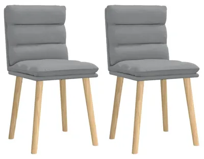 Image de Ensemble de 2 chaises de salle à manger, couleur gris clair, avec structure en bois d'hévéa