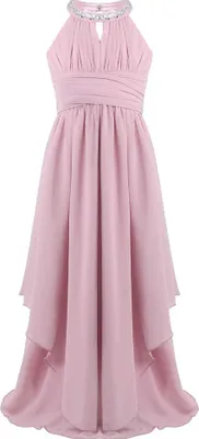 Zdjęcie produktu dla Dziewczęca sukienka wieczorowa księżniczki rozmiar 176 Cm halterneck rhinestone flower girl dress wedding party dress długa plisowana spódnica
