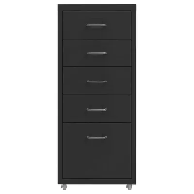 Zdjęcie produktu dla vidaXL Szafka na dokumenty z kółkami czarna 28x41x69 cm metalowa
