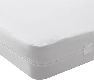 Productafbeelding van Waterdichte matrasbeschermer met rits - Absorberende katoenen badstof - Ademend en antibacterieel - 140x200 cm + 16 cm