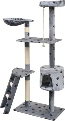Produktbild von vidaXL Katzen-Kratzbaum 150 cm Pfoten-Aufdruck Grau
