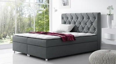 Obrázek produktu pro Čalouněná postel s úložným prostorem VIVIEN - 200x200, šedá + topper