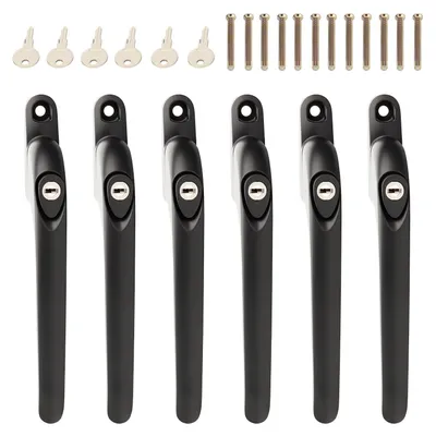 Produktbild von Set mit 6 abschließbaren Fenstergriffen, Aluminium, schwarz