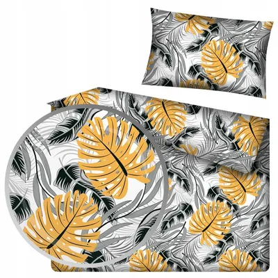 Produktbild von Designpremium Bettwäsche 140x200 cm Monstera Senfgelb
