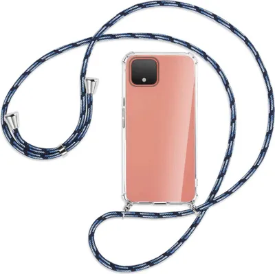 Produktbild von Handykette Backcover-Schutzhülle mit Band (Metall silberfarben) für Google Pixel 4 XL - Blautöne